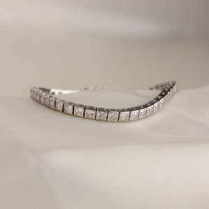 Pulsera Tenis Topacio Blanco Corte Princesa 18 cm