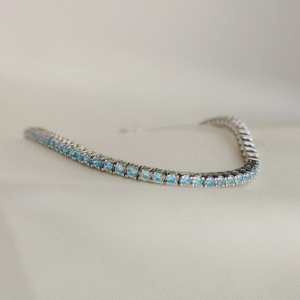 Pulsera Tenis Aguamarina 18 cm